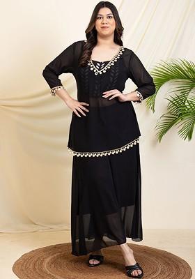 Black Printed Poly Blend Co Ord Set