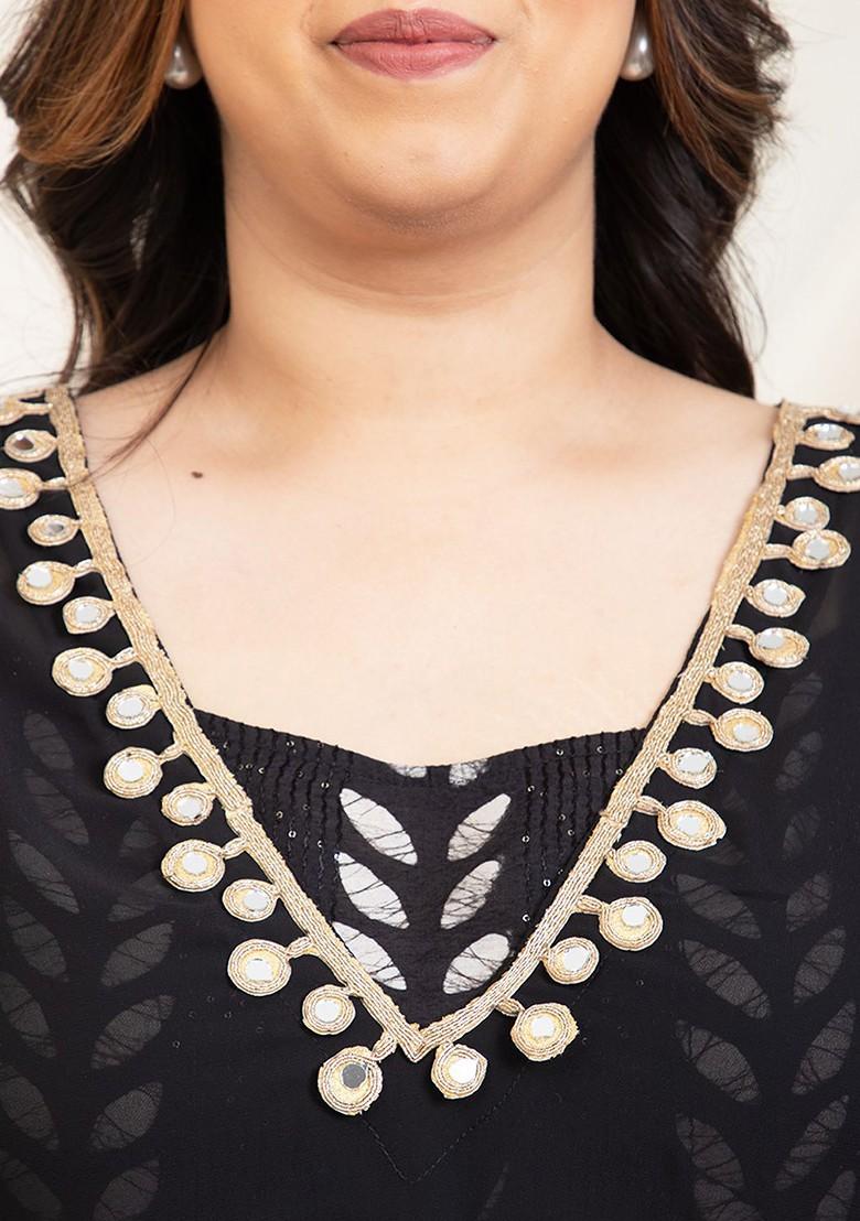 Black Printed Poly Blend Co Ord Set - Indya