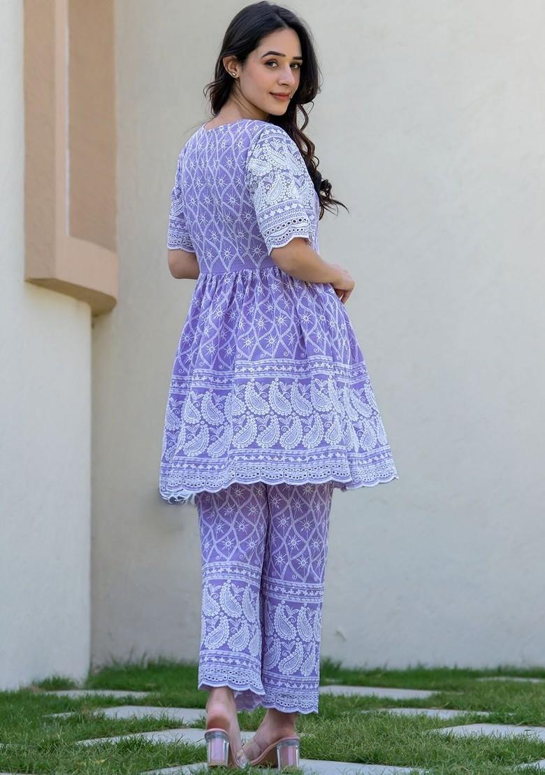Blue Printed Cotton Co Ord Set - Indya
