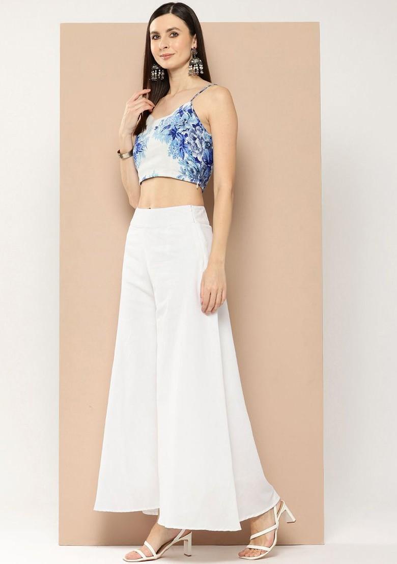 Blue Printed Poly Blend Co Ord Set - Indya