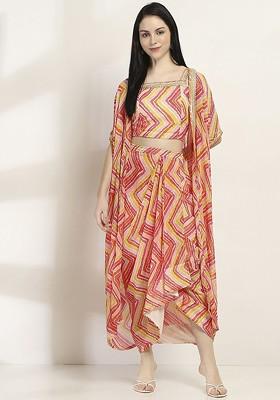 Pink Printed Poly Blend Co Ord Set