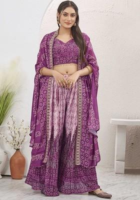 Magenta Printed Poly Blend Co Ord Set