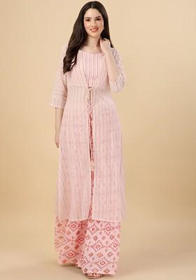 Cream Printed Poly Blend Co Ord Set