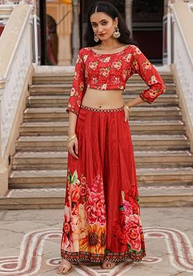 Rust Printed Poly Blend Co Ord Set