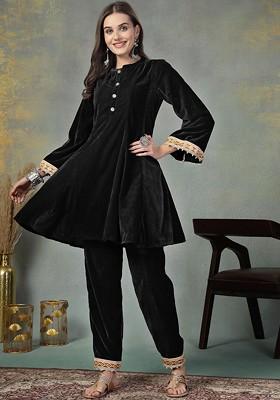 Black Printed Poly Blend Co Ord Set