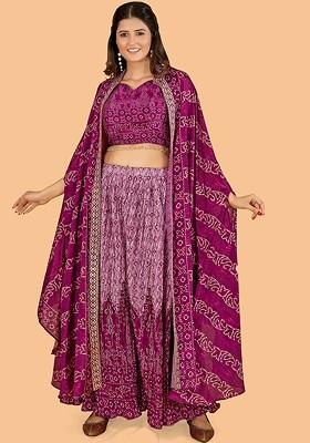 Magenta Printed Poly Blend Co Ord Set