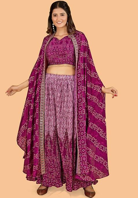 Magenta Printed Poly Blend Co Ord Set