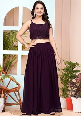 Purple Printed Poly Blend Co Ord Set