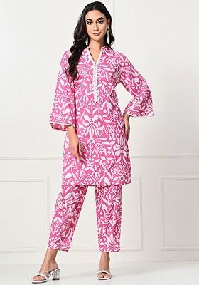 Pink Printed Cotton Co Ord Set