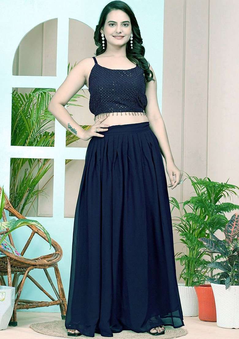 Black Printed Poly Blend Co Ord Set - Indya