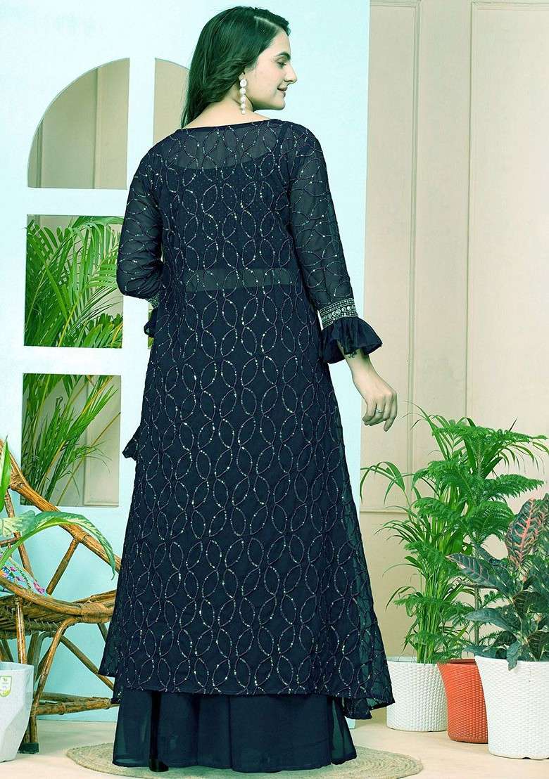 Black Printed Poly Blend Co Ord Set - Indya