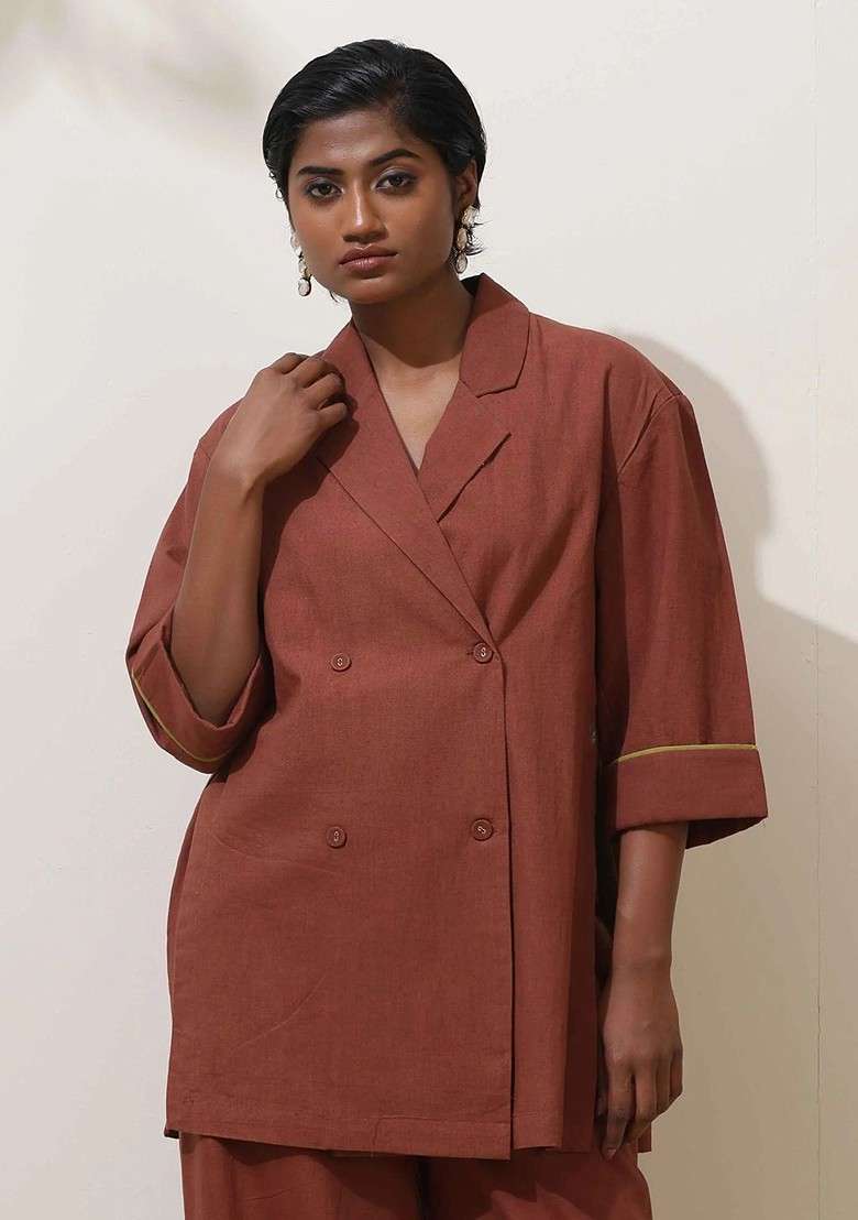Brown Printed Cotton Co Ord Set - Indya