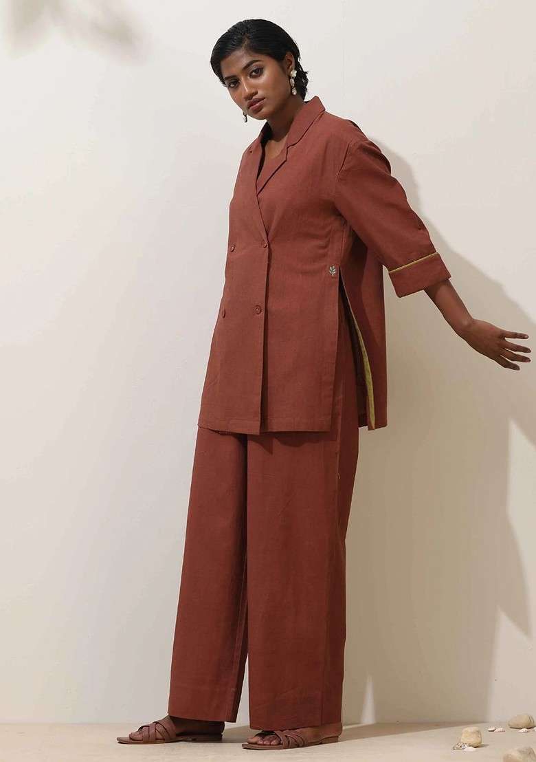 Brown Printed Cotton Co Ord Set - Indya