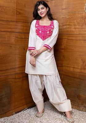 Cream Printed Poly Blend Co Ord Set