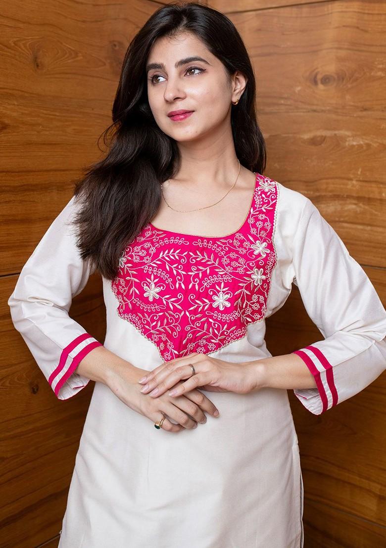 Cream Printed Poly Blend Co Ord Set - Indya