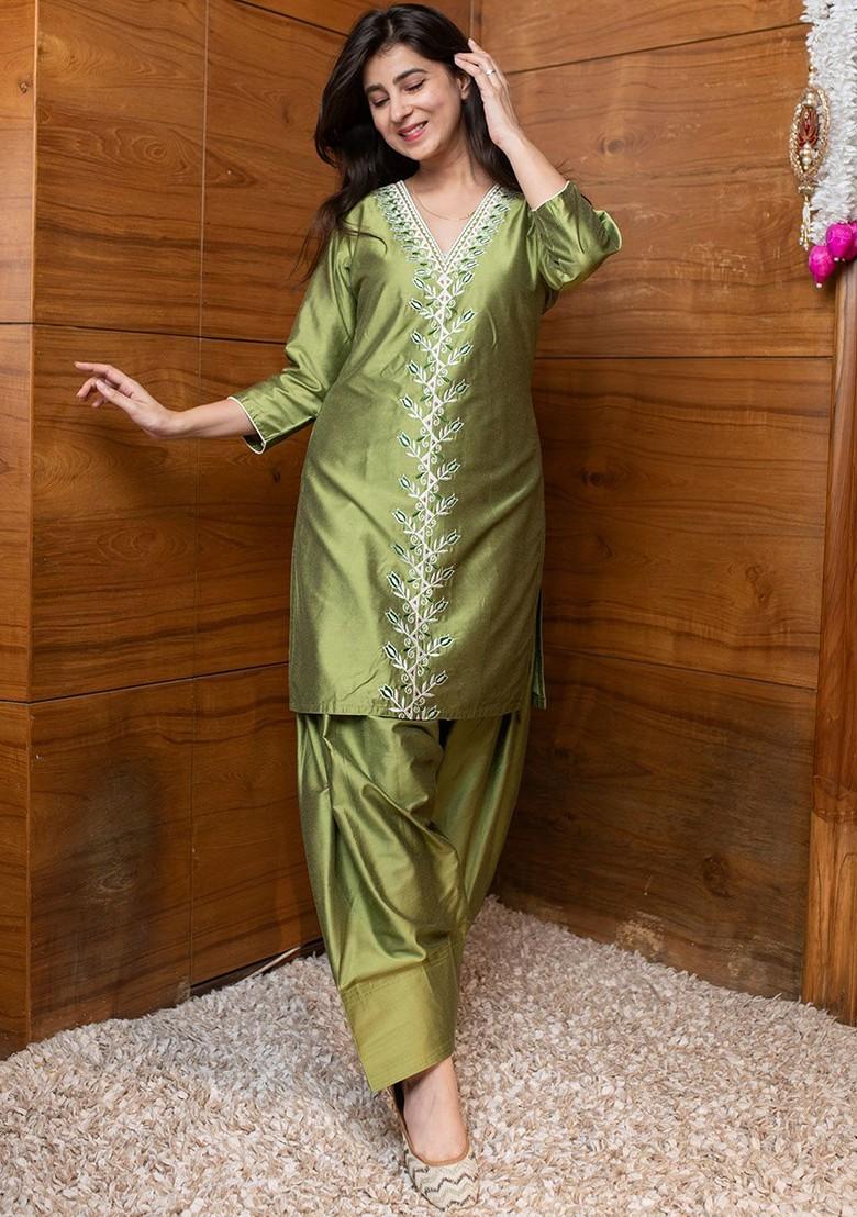 Green Printed Poly Blend Co Ord Set - Indya