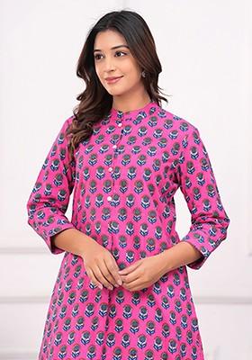 Pink Printed Cotton Co Ord Set