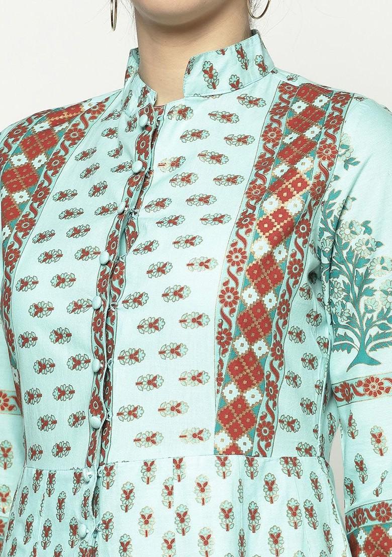 Blue Printed Poly Blend Co Ord Set - Indya