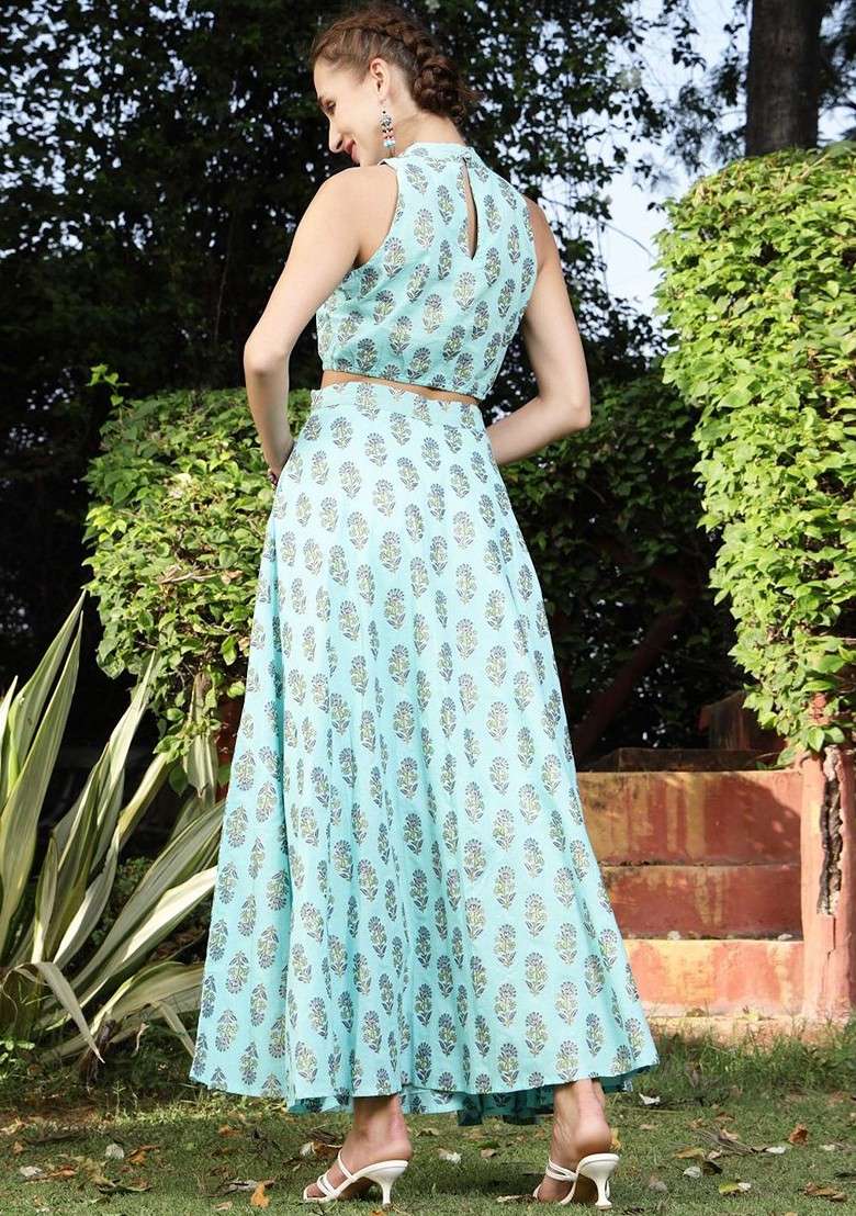 Blue Printed Cotton Co Ord Set - Indya
