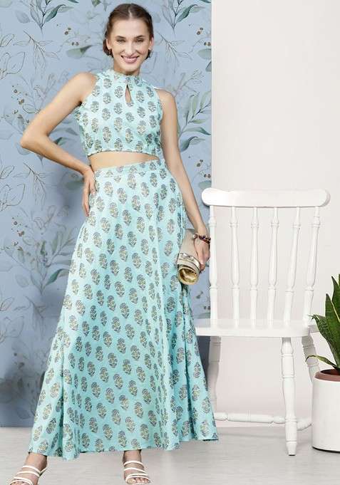 Blue Printed Cotton Co Ord Set