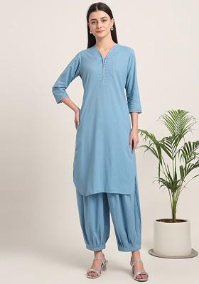 Blue Printed Cotton Co Ord Set