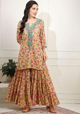 Yellow Printed Cotton Co Ord Set