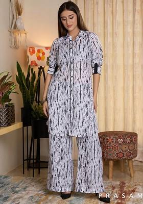 Black Printed Poly Blend Co Ord Set