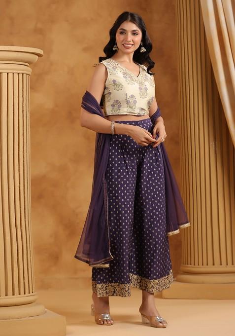 White Printed Poly Blend Co Ord Set