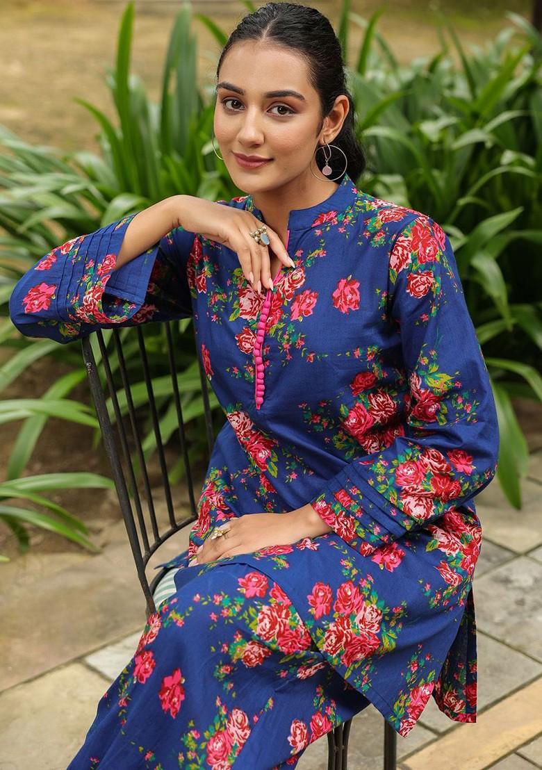 Blue Printed Cotton Co Ord Set