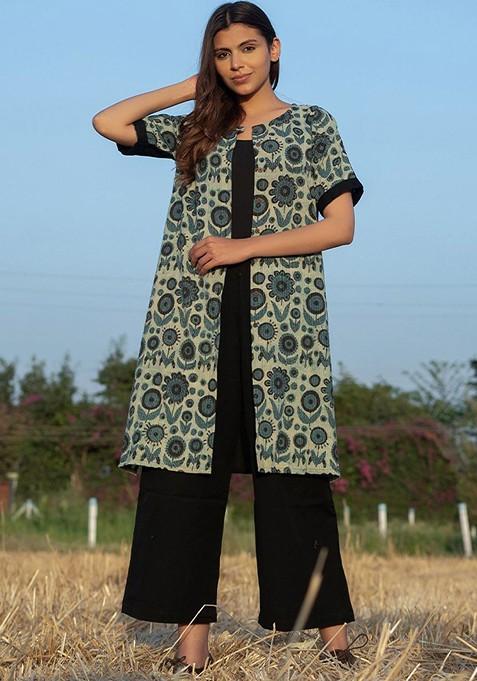 Black Printed Cotton Co Ord Set