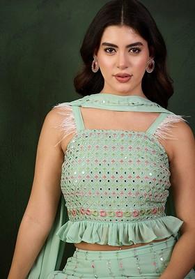 Sea Green Printed Poly Blend Co Ord Set