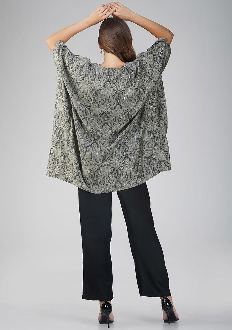 Black Printed Poly Blend Co Ord Set - Indya