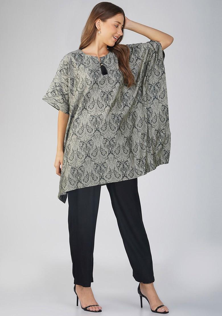 Black Printed Poly Blend Co Ord Set - Indya