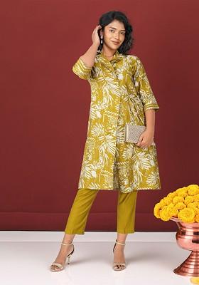 Green Printed Poly Blend Co Ord Set