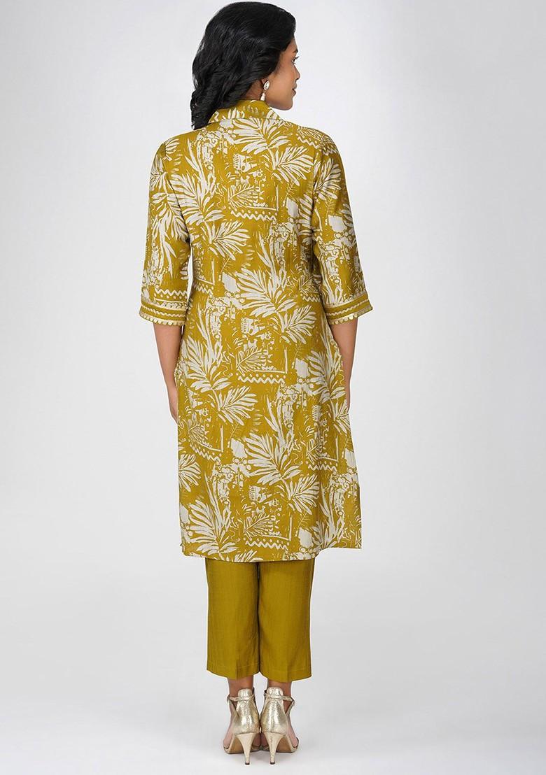 Green Printed Poly Blend Co Ord Set - Indya