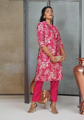 Pink Printed Poly Blend Co Ord Set