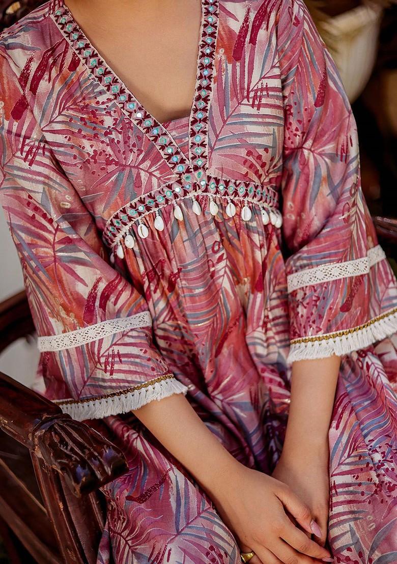 Brown Printed Poly Blend Co Ord Set - Indya