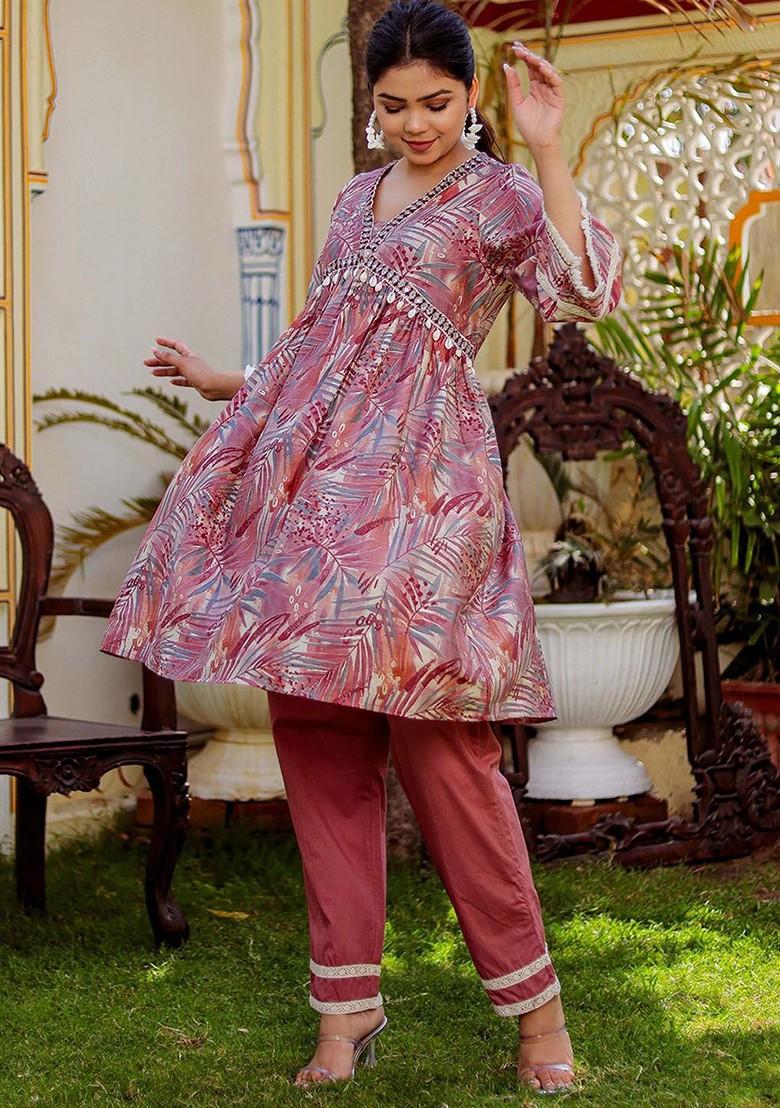 Brown Printed Poly Blend Co Ord Set - Indya