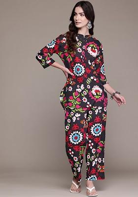 Black Printed Cotton Co Ord Set
