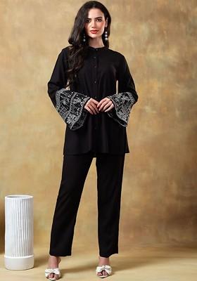 Black Printed Cotton Co Ord Set