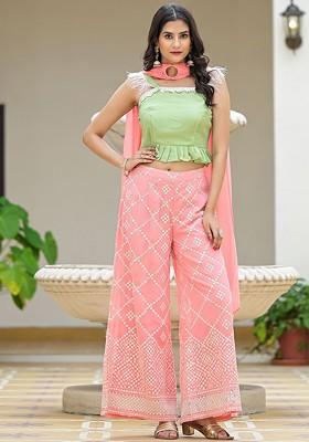 Pink Printed Poly Blend Co Ord Set