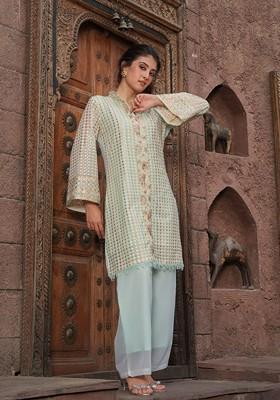 Blue Printed Poly Blend Co Ord Set