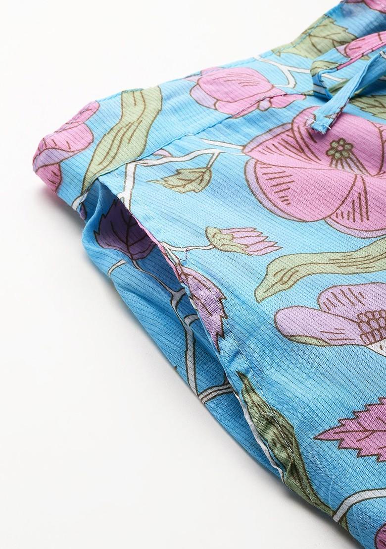 Blue Printed Cotton Co Ord Set - Indya