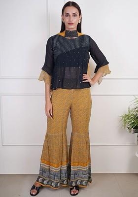 Black Printed Poly Blend Co Ord Set