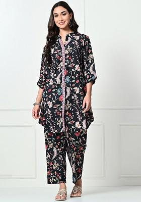 Black Printed Cotton Co Ord Set