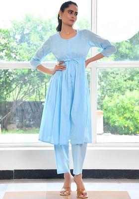 Blue Printed Cotton Co Ord Set