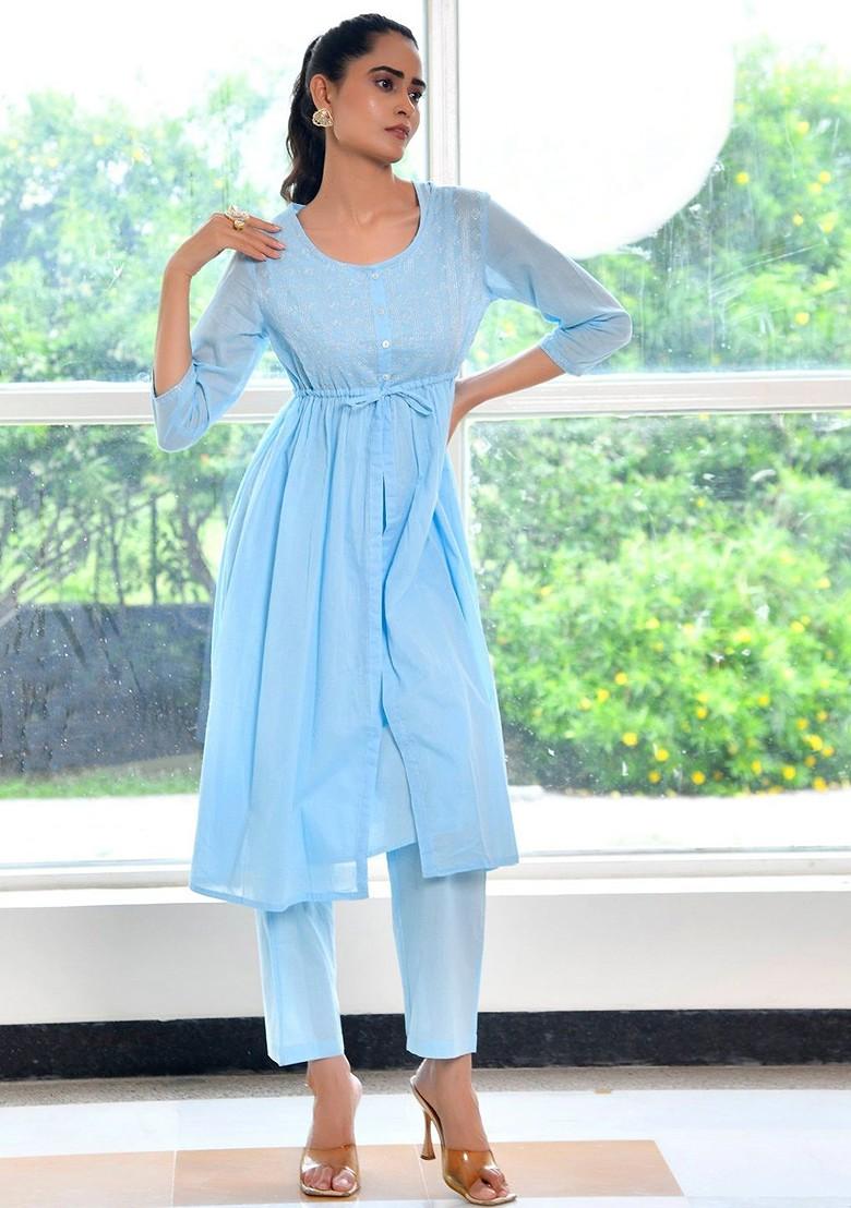 Blue Printed Cotton Co Ord Set - Indya