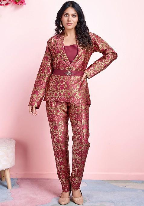 Rust Printed Poly Blend Co Ord Set