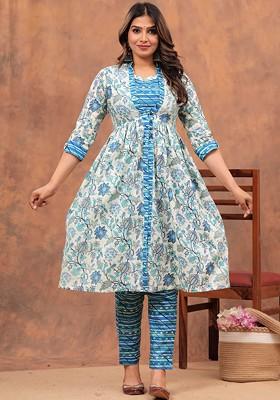 Blue Printed Cotton Co Ord Set