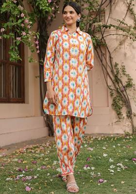 Pink Printed Cotton Co Ord Set